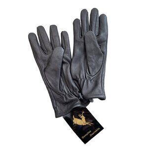 Hand Armour Deerskin Leather Fleece Lined Gloves Large Straight Cuff Black NEW